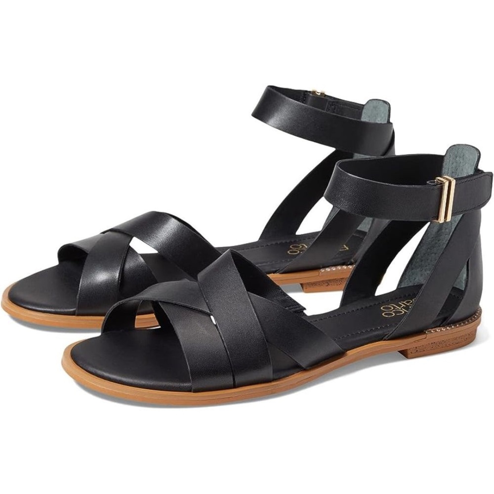Franco Sarto Giola Black Leather Franco Sarto Flat Sandals size 8